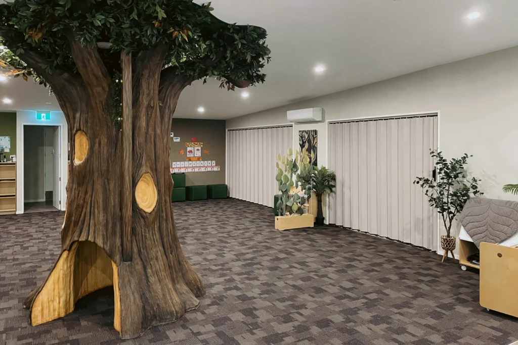 DuraFlex accordion partition in childcare centre creating flexible play and learning spaces